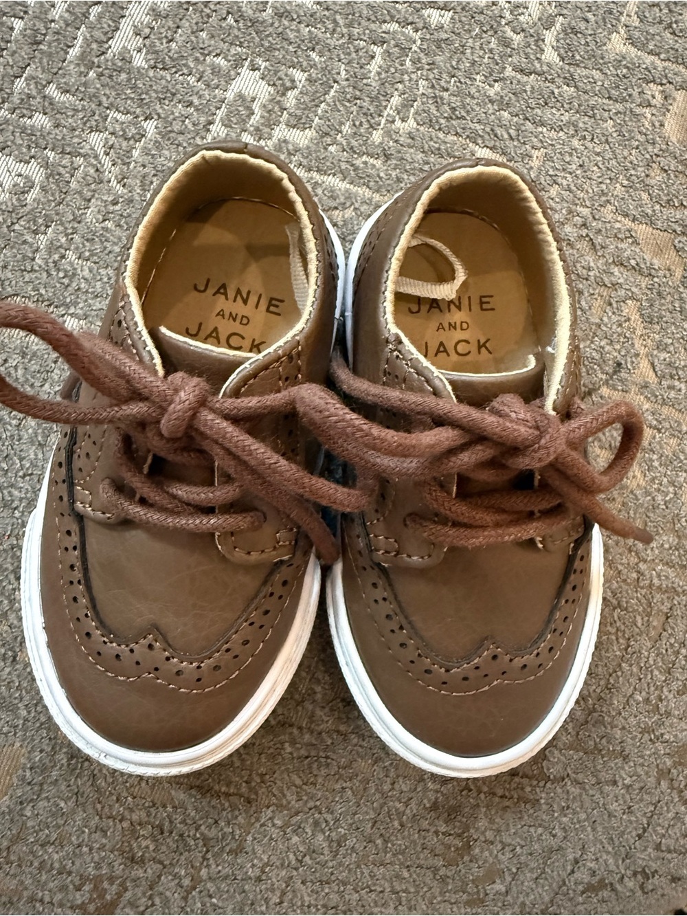Janie and Jack Brown Wingtip-Style Kids Dress Shoes